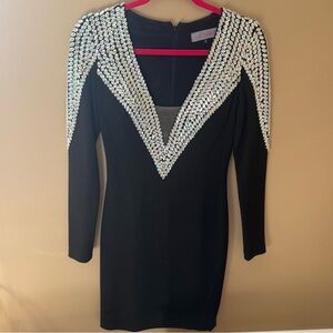 Jovani Elegant Black Dress with Silver Embellishments